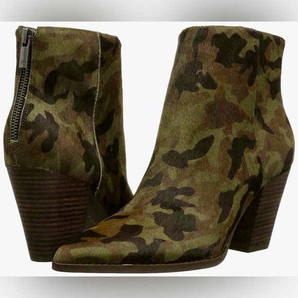 Lucky Brand Adalan Calf Hair Camo Heeled Booties - Picture 2 of 7